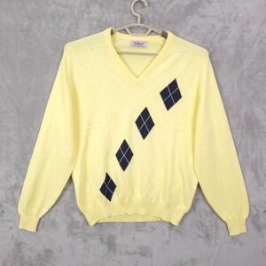 VTG Titleist Sweater Men L Yellow Argyle Golf Preppy Old Money Luxury Sports